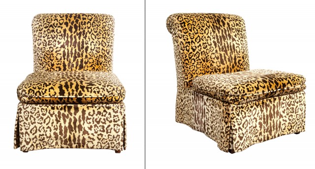 Pair of Rubelli Leopard Velvet-Upholstered Slipper Chairs