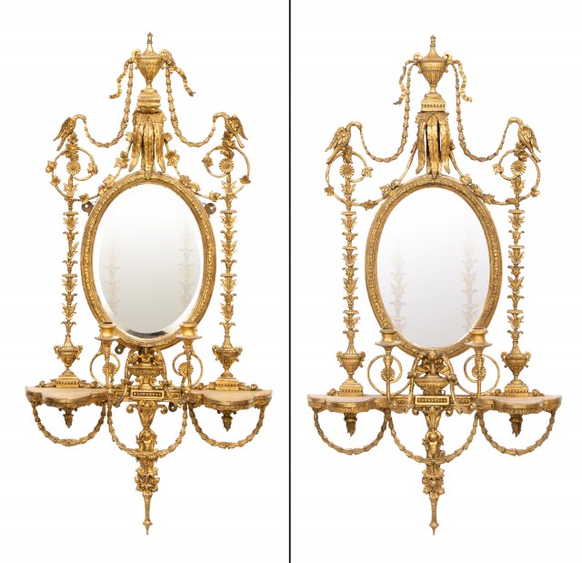 Pair of George III Style Giltwood and Composition Girandoles