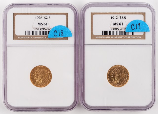 United States $2.50 Indian Head NGC MS61 Coins
