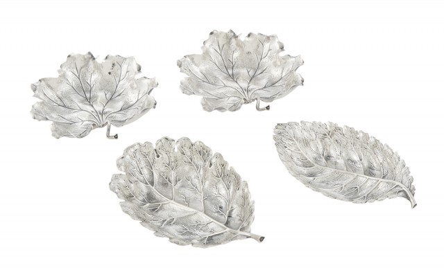 Four Gianmaria Buccellati Silver Leaf-Form Dishes