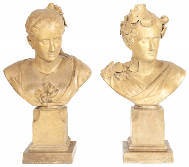 Pair of Continental Plaster Busts