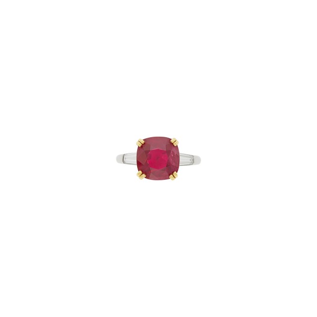 Oscar Heyman & Brothers Platinum, Gold, Ruby and Diamond Ring