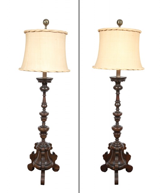 Pair of Baroque Style Walnut Torchères
