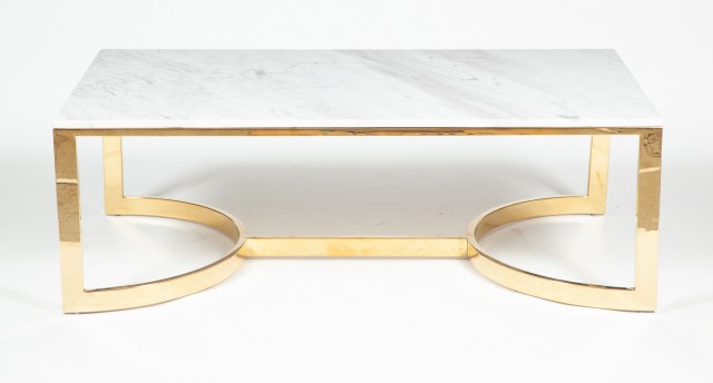 Gilt-Metal Marble Top Low Table by Bernhardt Furniture Company
