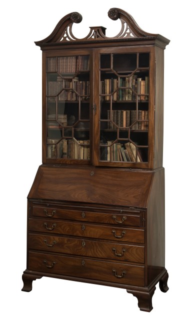 George III Mahogany Bureau Bookcase