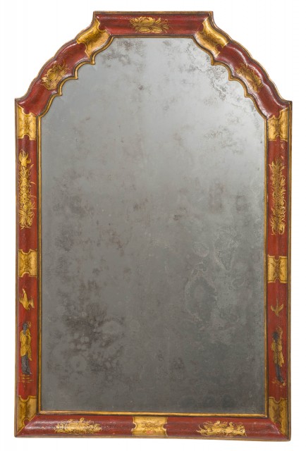 George I Red-Japanned and Parcel-Gilt Mirror