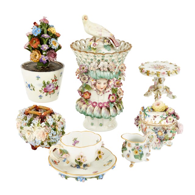 Miscellaneous Group of Floral Decorated Porcelain Articles