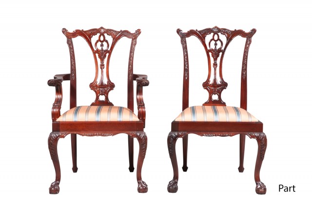 Set of Twelve Chippendale Style Dining Chairs