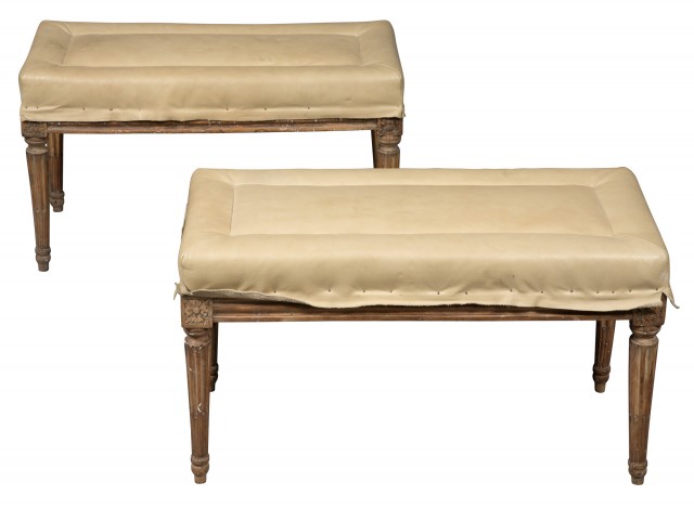 Pair of Louis XVI Beechwood Benches by Jacques Lechartier