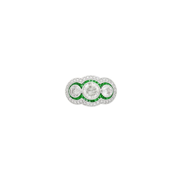 Platinum, Diamond and Emerald Ring