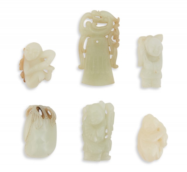 Six Chinese Small White Jade Carvings