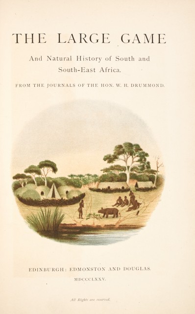 [HUNTING - AFRICA]  DRUMMOND, W. H. The Large Game And Natural History of South and South-East Africa. From the Journals of the Hon. W. H. Drummond.