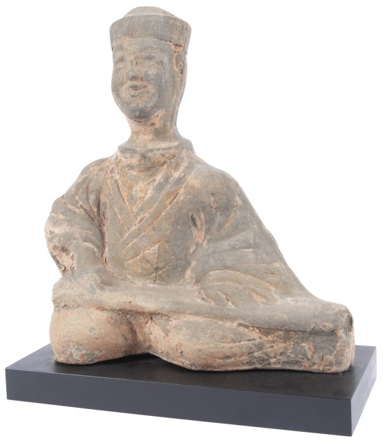 Chinese Gray Pottery Figure of a Seated Musician
