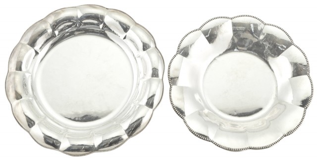 Two Continental Silver Circular Trays