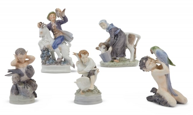 Group of Five Royal Copenhagen Porcelain Figures