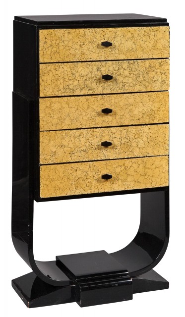 Art Deco Eggshell and Black Lacquer Chest of Drawers