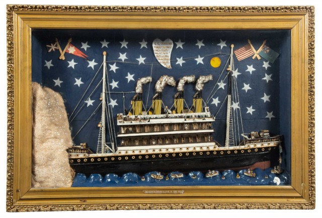 Mixed Media Folk Art Diorama of the Titanic