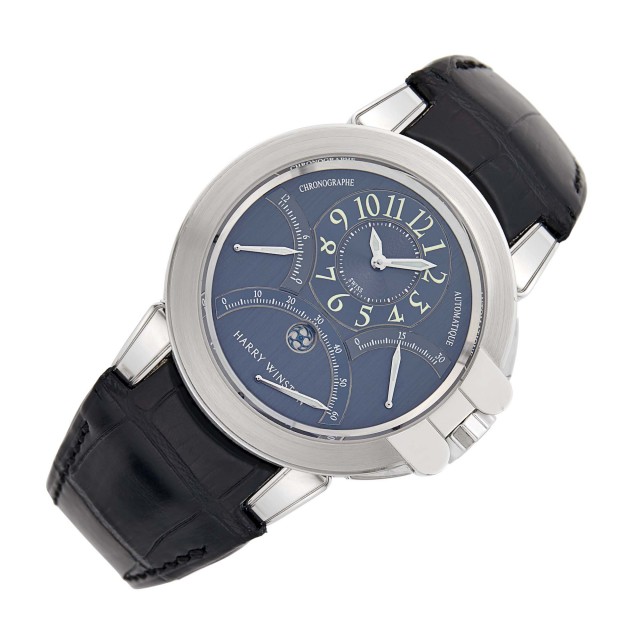 Harry Winston Gentleman's White Gold 'Ocean Chronograph' Zalium Triple Retrograde Sondermodell Wristwatch, Ref. 400MLRA44Z
