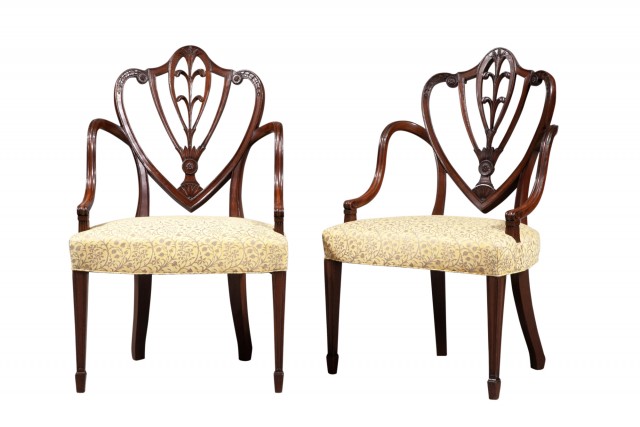 Pair of George III Mahogany Armchairs