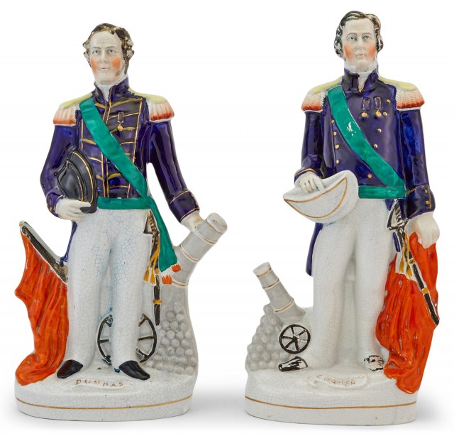 Two Staffordshire Pottery Figures of Military Officers