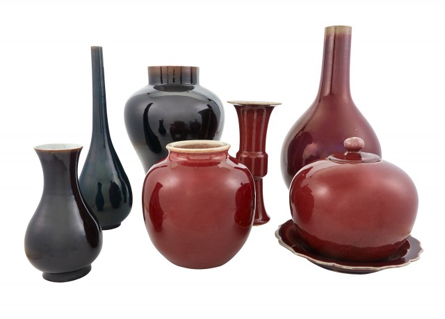 Miscellaneous Group of Chinese Oxblood Glazed and Other Porcelain Articles