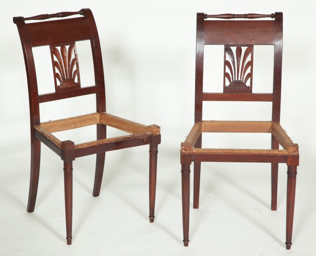 Set of Eight Directoire Style Mahogany Side Chairs
