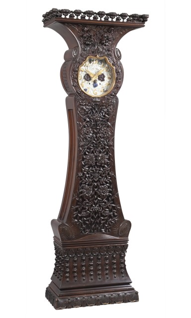 Art Nouveau Carved Walnut Tall Case Clock