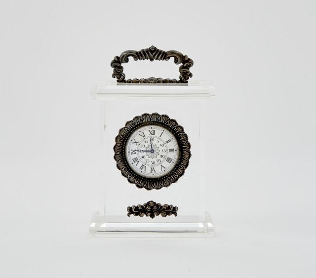 Buccellati Sterling Silver-Mounted Glass Desk Clock