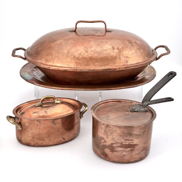 Group of Copper Pots, Pans and Other Copper Kitchenware