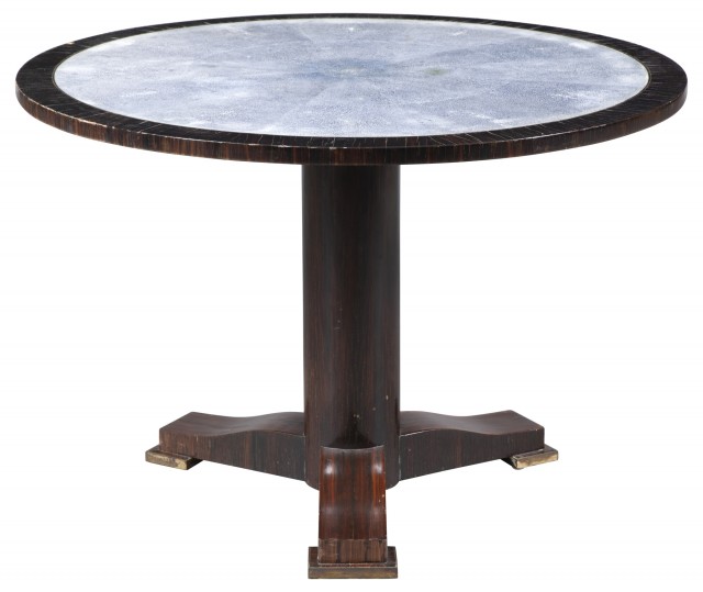Karl Springer Shagreen Inlaid Lacquered Wood Center Table