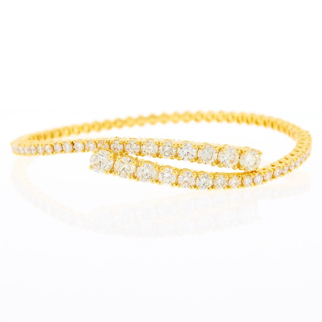 Gold and Diamond Crossover Bangle Bracelet