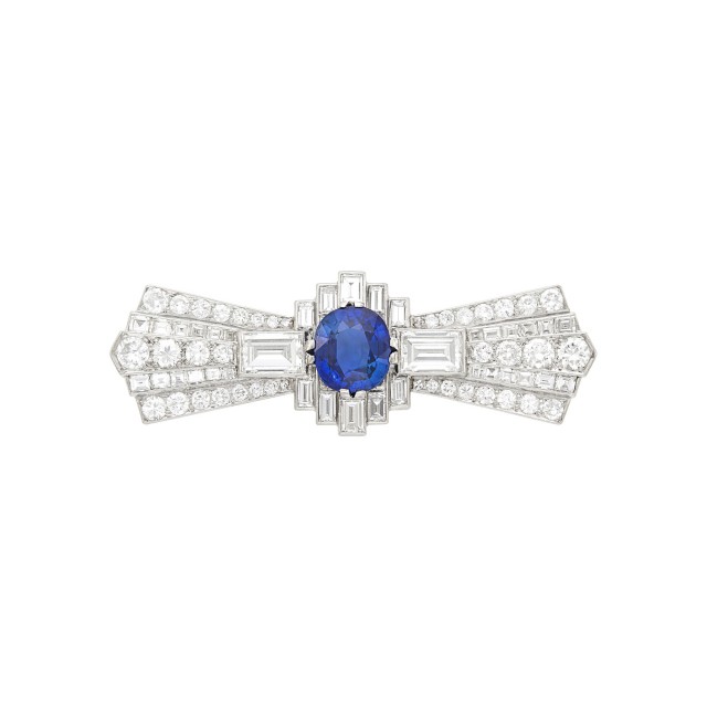 Platinum, Sapphire and Diamond Brooch
