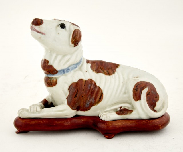 Chinese Export Porcelain Figure of a Reclining Dog