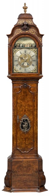Dutch Rococo Brass-Mounted Walnut Longcase Automaton Clock by Antoni Van Oostrom