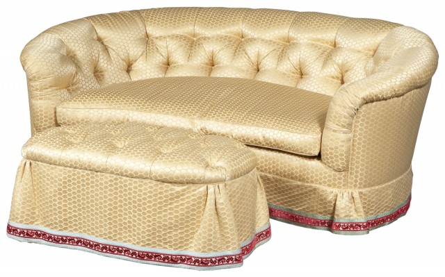 Yellow Silk-Upholstered Sofa