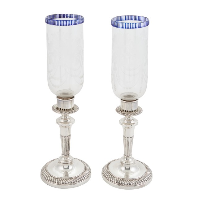 Pair of English Silver Plated Candlesticks