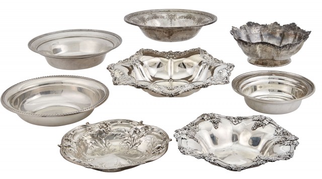 Miscellaneous Group of Eight American Sterling Silver Bowls