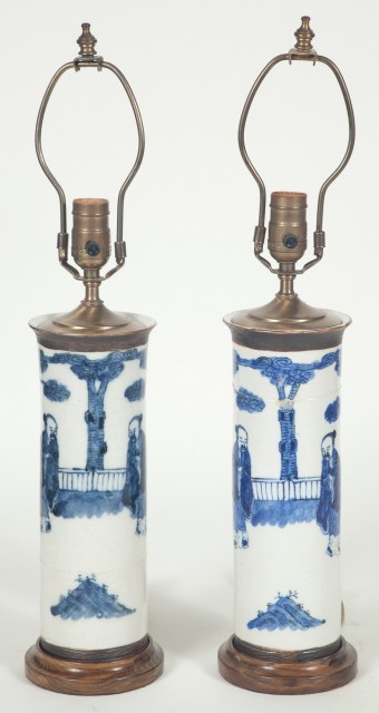 Pair of Chinese Blue and White Porcelain Vases