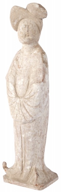 Chinese Painted Pottery Figure of a Courtesan