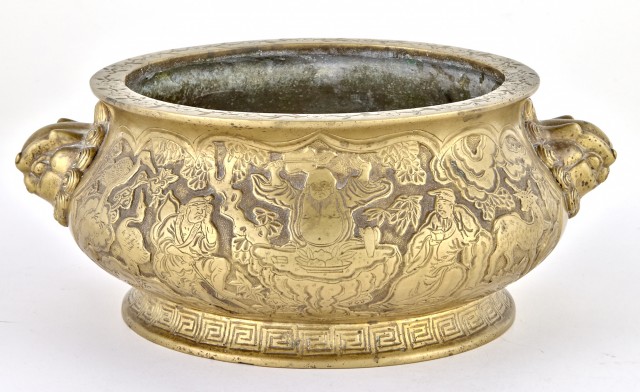 Large Chinese Cast Bronze Bombé Censer