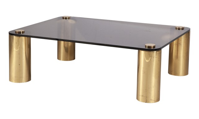 Karl Springer Brass and Glass Low Table