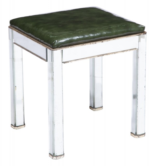 Silvered-Metal Mounted Mirrored Stool