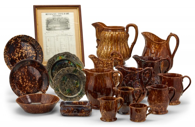 Group of Rockingham Glazed Pottery Items