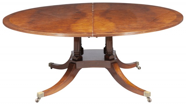 Regency Style Walnut Circular Dining Table