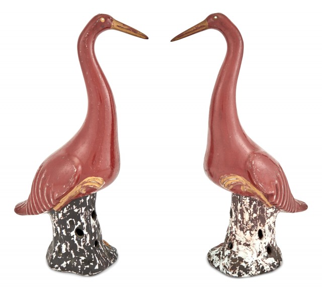 A Pair of Chinese Export Porcelain Cranes