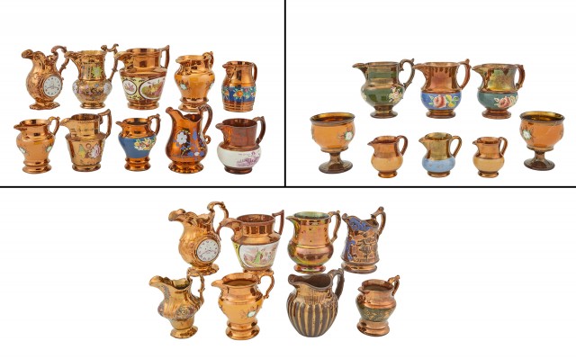 Group of Copper Lustre Pottery Articles