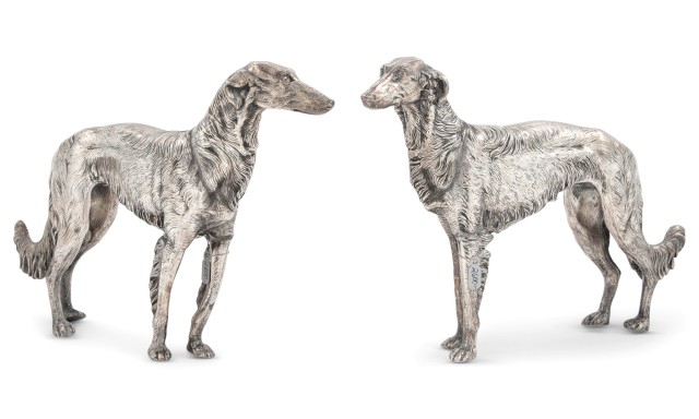 Pair of Silver Plated Figures of Greyhounds