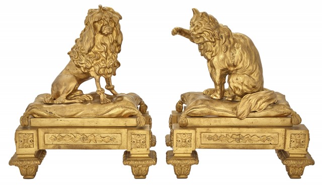 Pair of French Ormolu Figural Chenets