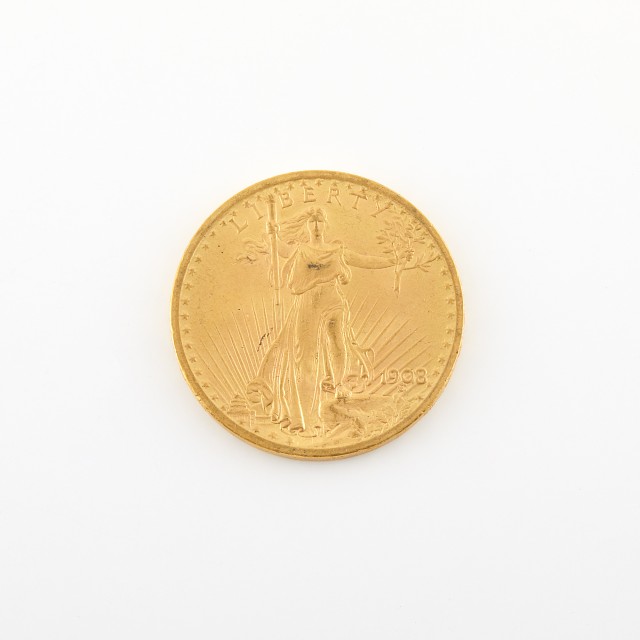 United States 1908 No Motto St. Gauden