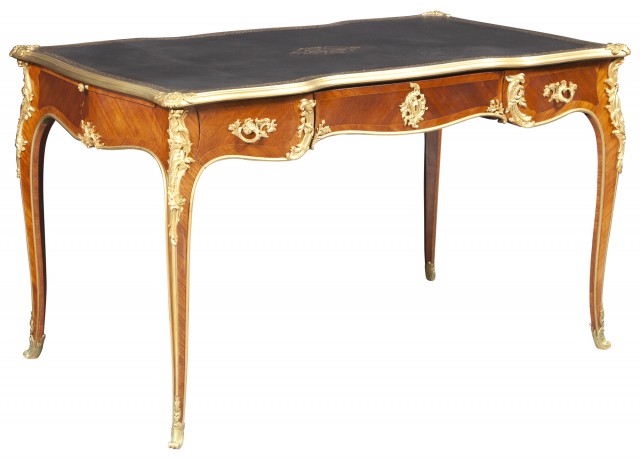 Louis XVI Style Gilt-Bronze Mounted Mahogany Bureau Plat